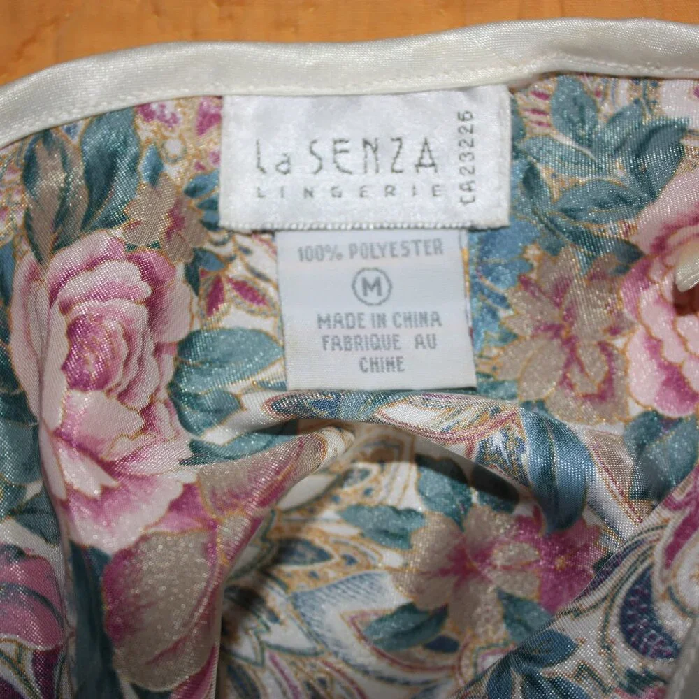 La SENZA dress y2k vintage nighty Cream Blue and Pink Floral Chemise - Picture 3 of 5